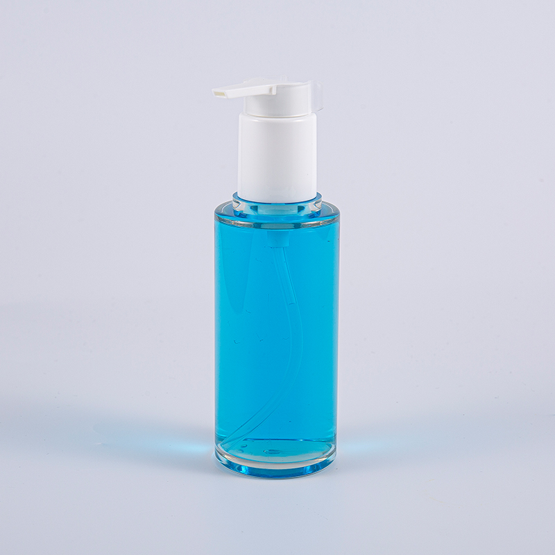 Klar PETG 100 ml rund form lotionflaske med hvit plastpumpe Klar PETG 100 ml rund form lotionflaske med hvit plastpumpe