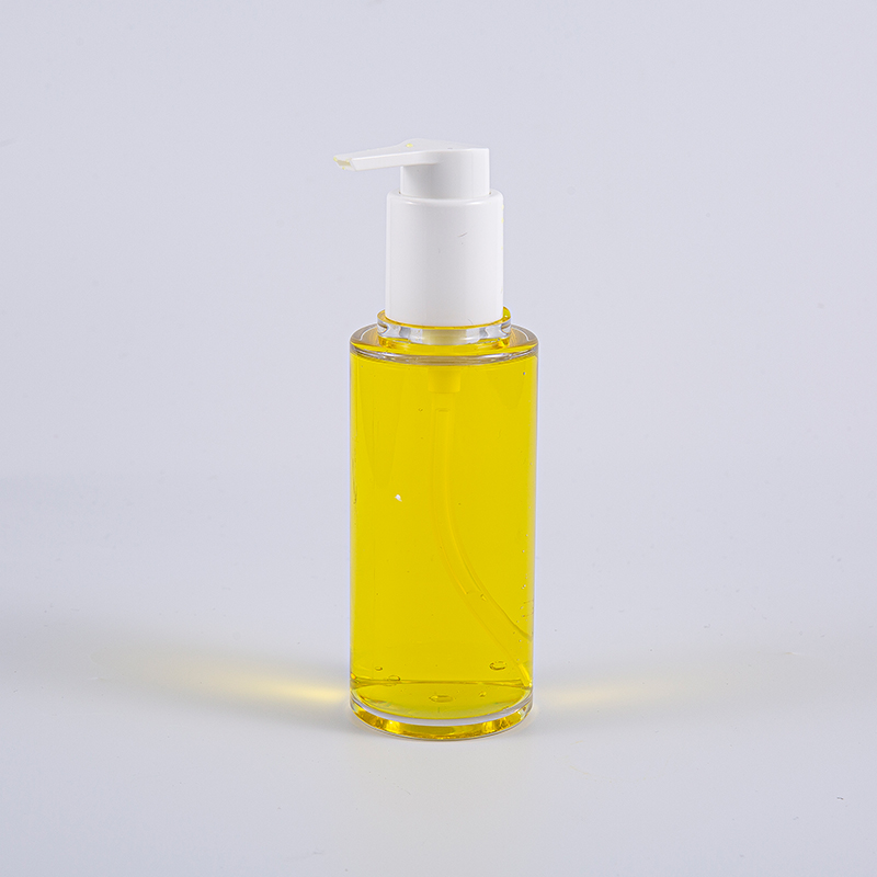 Klar PETG 100 ml rund form lotionflaske med hvit plastpumpe Klar PETG 100 ml rund form lotionflaske med hvit plastpumpe