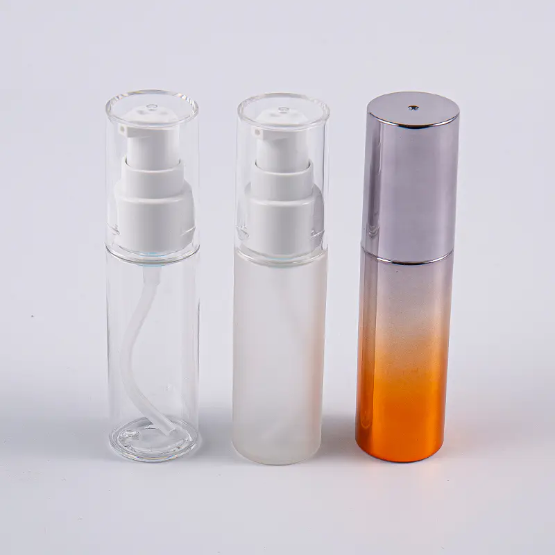 Ulike farger rund form 30 ml PETG lotionflaske med pumpe Reisebruk