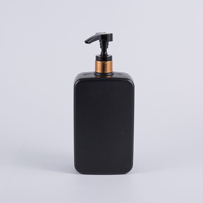 Solid svart farge Firkantet 1000ml PE Shampoo Pump renseflaske