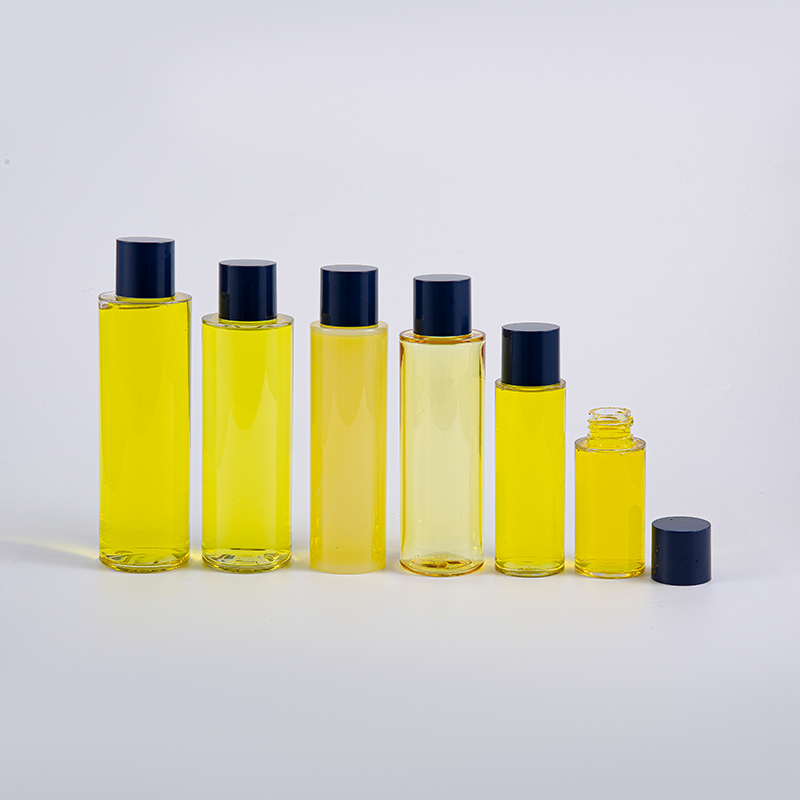 50ml 100ml 120ml 130ml 170ml 200ml PETG rund lotionflaske med rund skrukork og små innsatser